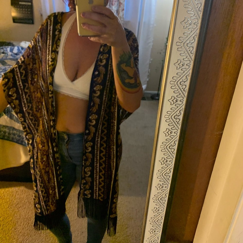 Gold/navy kimono